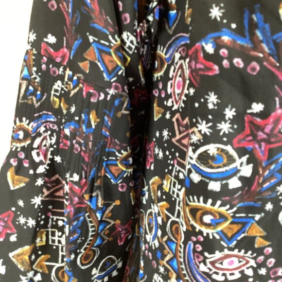 Marie Oliver Black Silk Top Size XS Xsmall Lennon Blouse Mystic Art Abstract Ruf - Picture 6 of 9